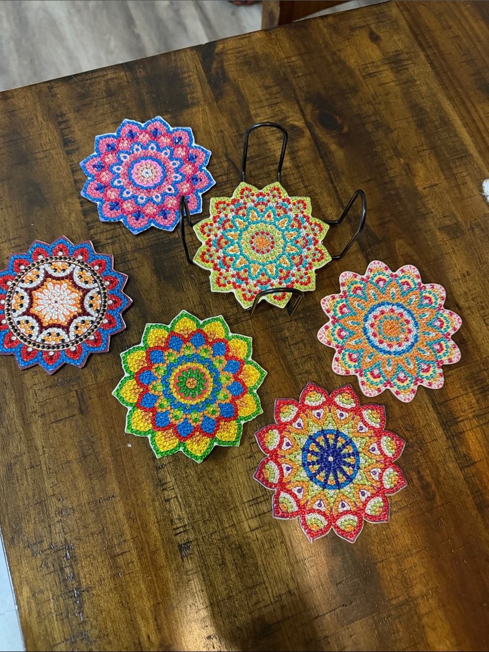 COMPLETED Diamond Art Coasters - set of 6 with stand